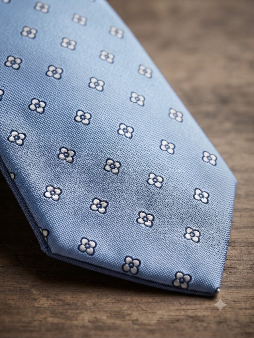Classic Light Blue Floral Silk Tie - Men Accessories